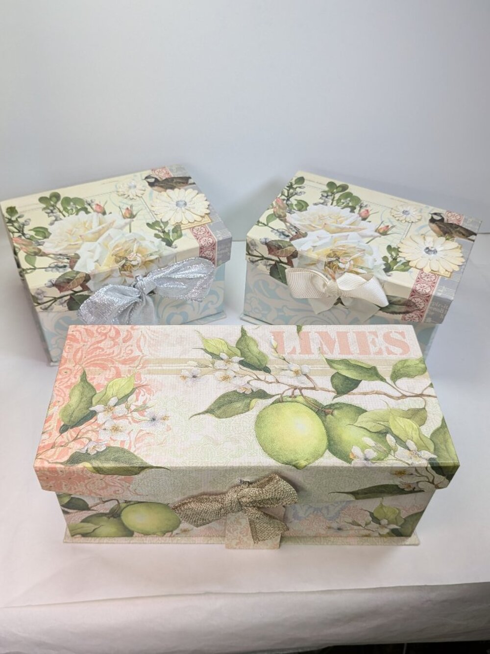 Susan Winget Lime & Tina Higgins Rose Decorative Magnetic Gift Box Bundle